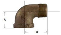 Bronze 90 Degree Street Elbow Diagram